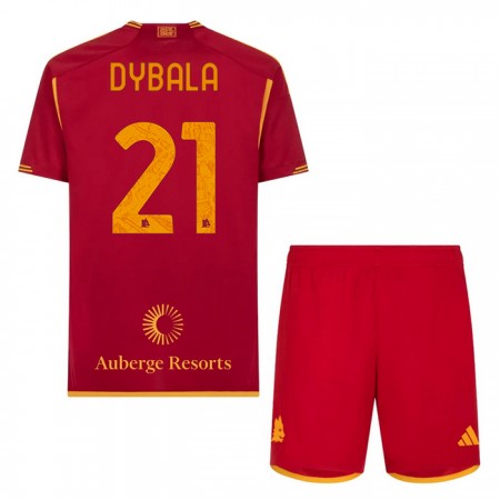 AS Roma Dybala 21 Børn Hjemmebanesæt 2023-24 Kortærmet(+ Korte bukser)